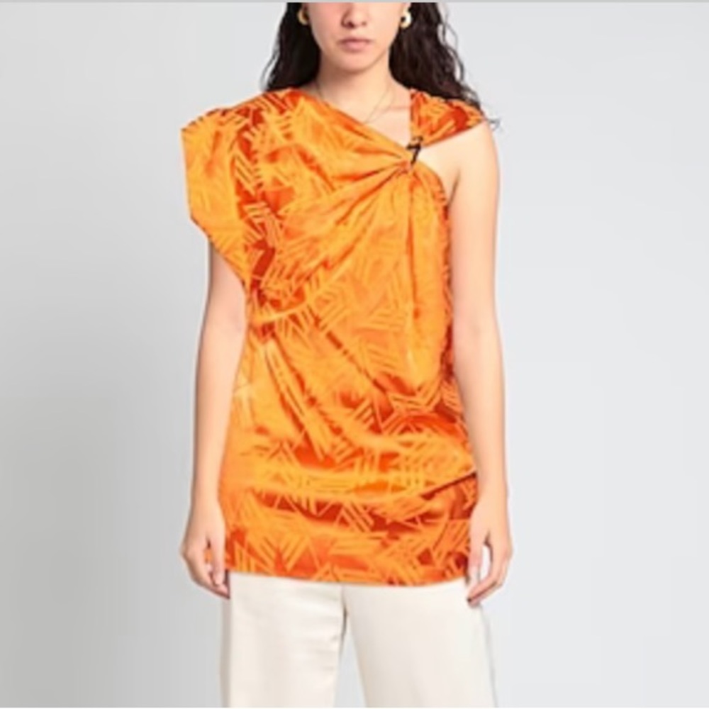 The Attico Orange One-Shoulder Blouse